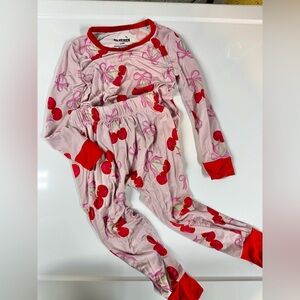 Bunny Knots Velveteen Cherry Bow PJs 12-18 months.
